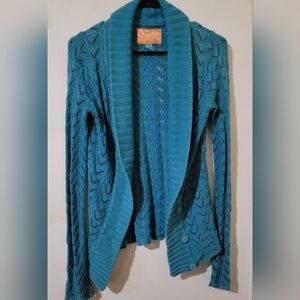 Hollister Y2K Vintage Turquoise Knit Cardigan Sweater Size Medium
